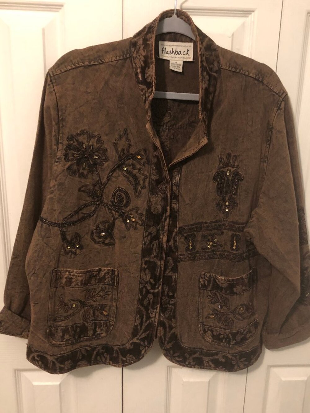 Vintage Flashback Brown Washed Button Down Jacket Size 1X